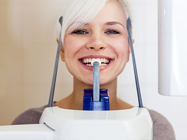 Woman receiving CT scan